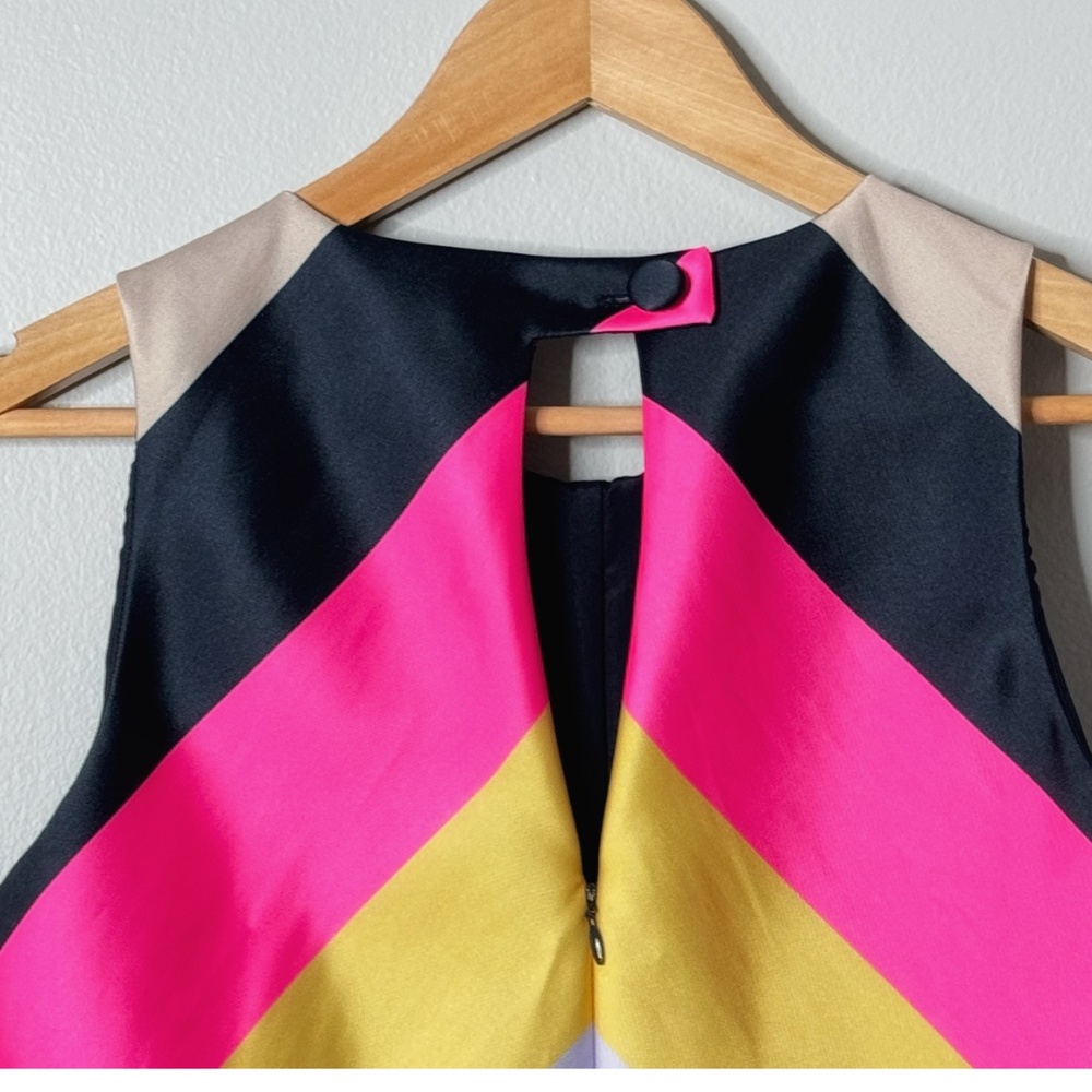 J Crew Petite Shift Dress Colorful Stripe Sleeveless Zip Back Pink Yellow Navy - Picture 8 of 15